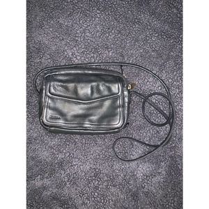 Vintage Fossil Genuine Leather Black Crossbody Bag